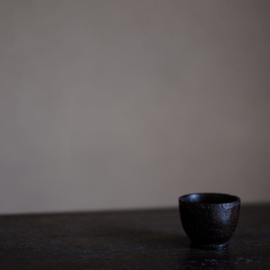 時代 竹工漆塗筒盃 猪口