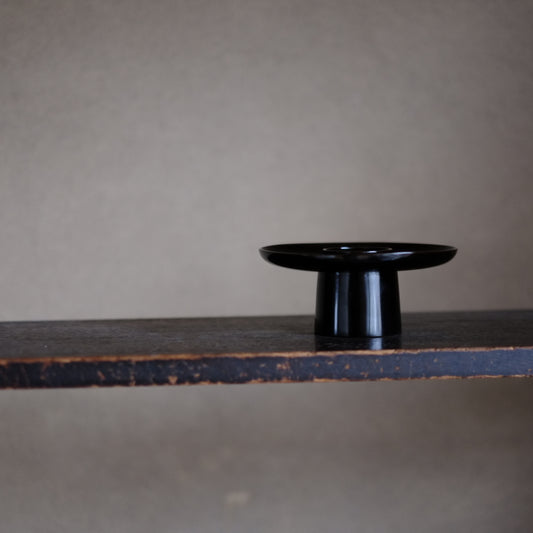 時代 利休形 黒漆塗 真塗盃台 時代箱付 (19世紀)