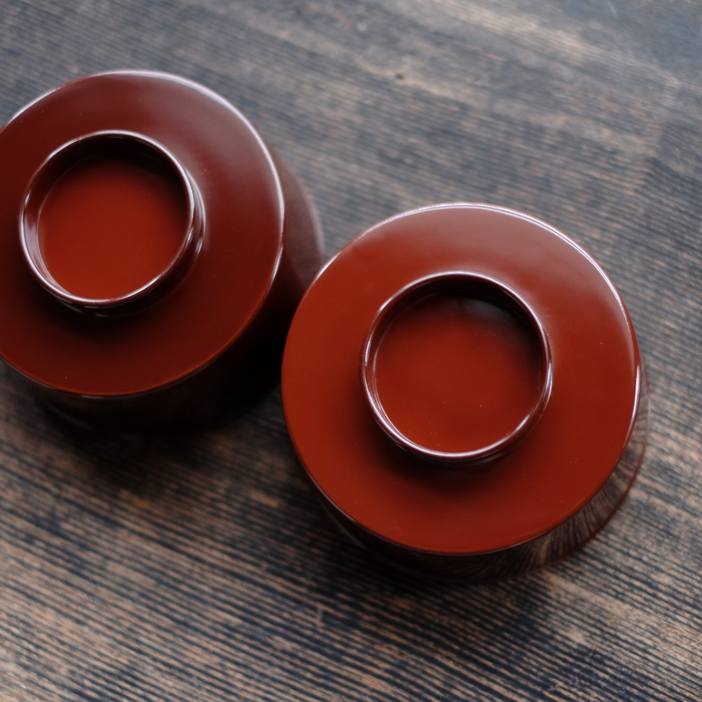 時代　利休形潤塗蓋付面桶椀　中　『汁椀』(江戸-明治初期18-19世紀)