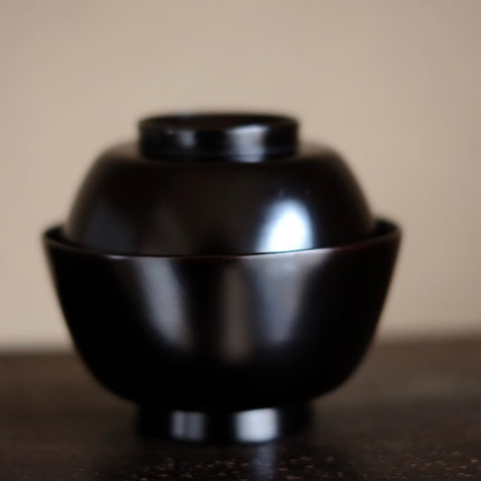 時代 輪島塗 黒漆蓋付椀 (明治時代)