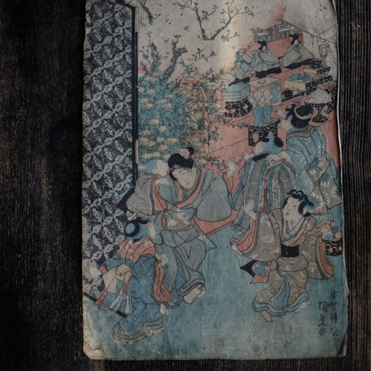 歌川国貞　浮世絵　手刷木版画　(江戸時代)