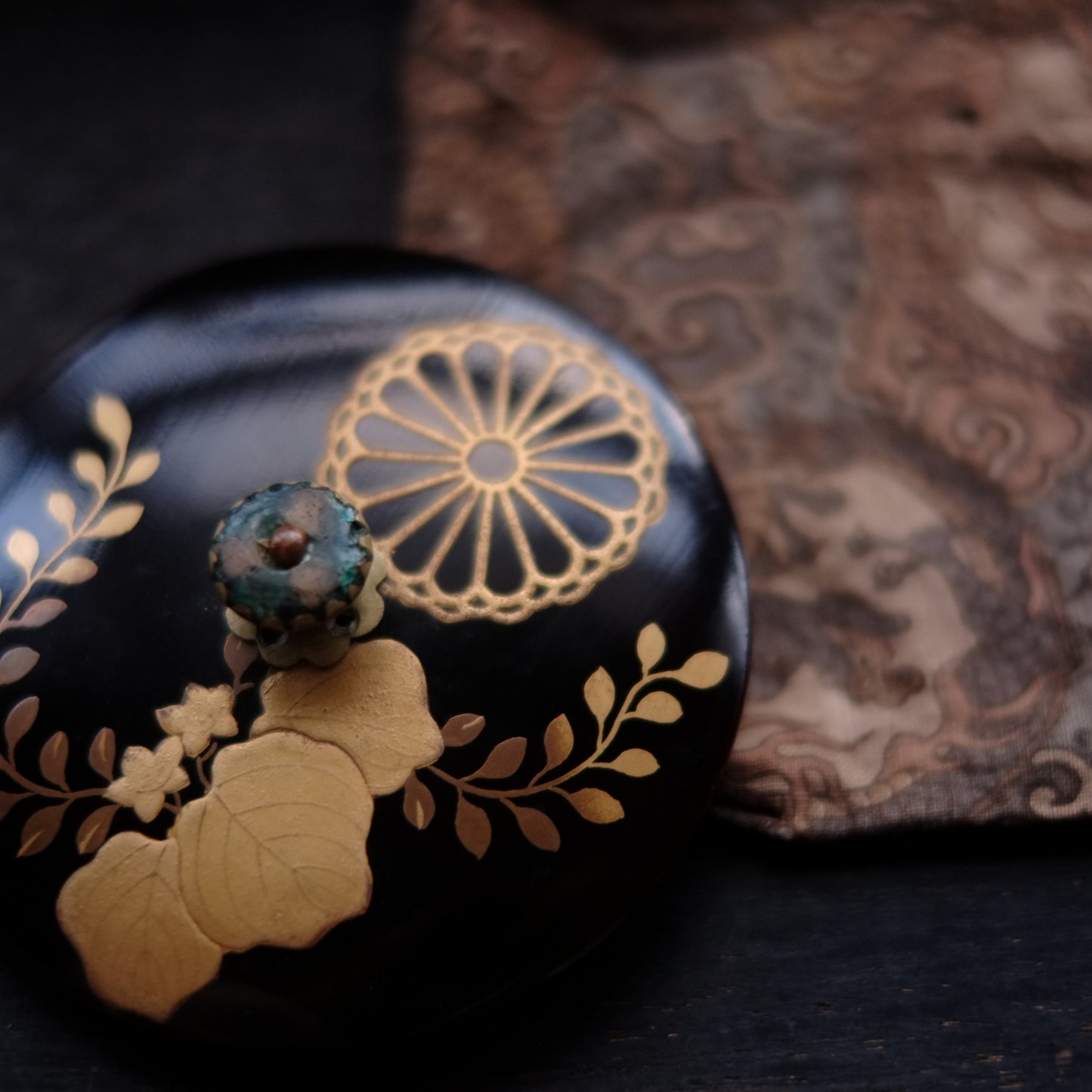 時代　研出蒔絵蓋　鉄銚子　対　燗鍋　時代箱付 (江戸時代)