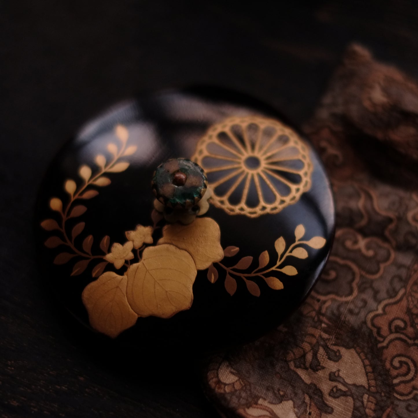 時代　研出蒔絵蓋　鉄銚子　対　燗鍋　時代箱付 (江戸時代)