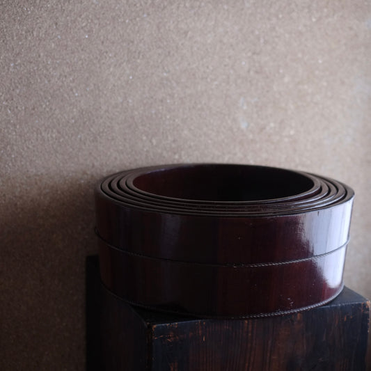 時代 溜塗銅線丸桶 五ツ組 共箱付 (明治時代)