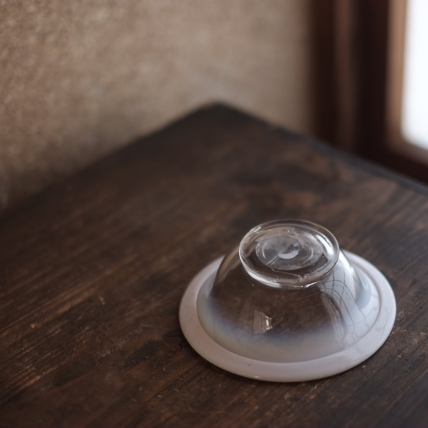 時代　縁乳白氷コップ　ウランガラス　大正期頃　(20世紀)