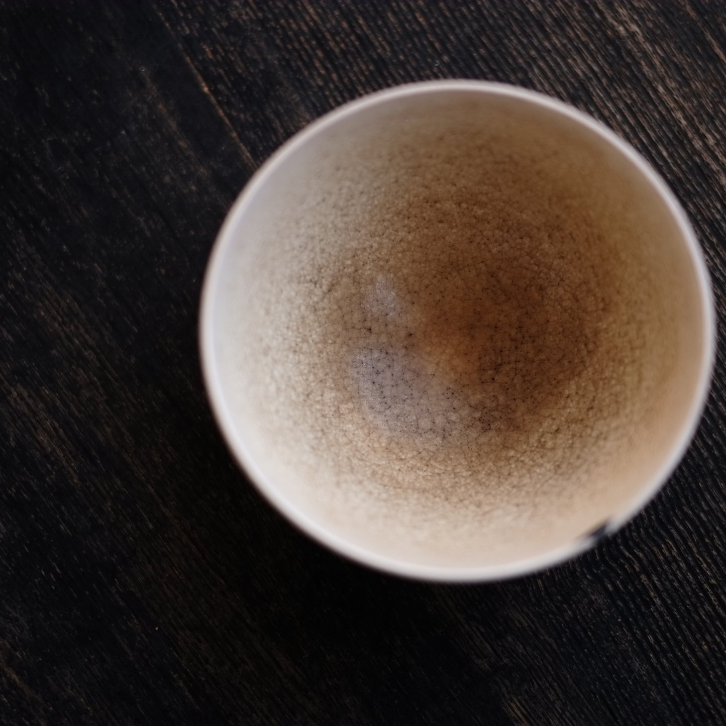 時代　灰釉色絵秋草文　茶碗　(江戸後期–明治時代)