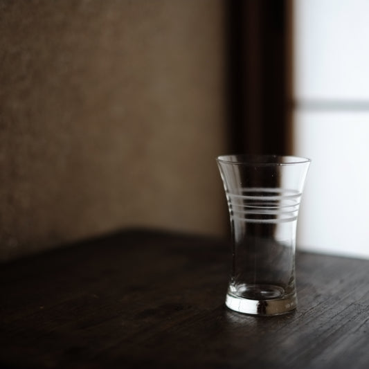 時代 サンドブラスト 横縞文型吹きガラス グラス