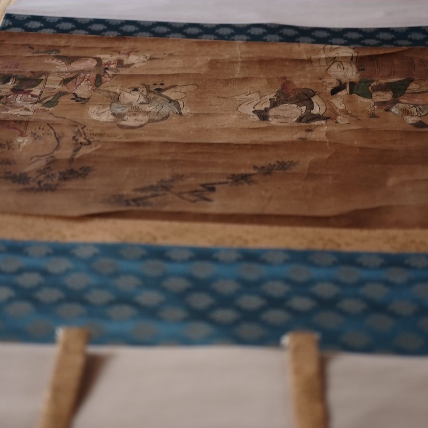 時代　紙本肉筆彩色　七福神図　掛軸 (江戸後期-明治時代)