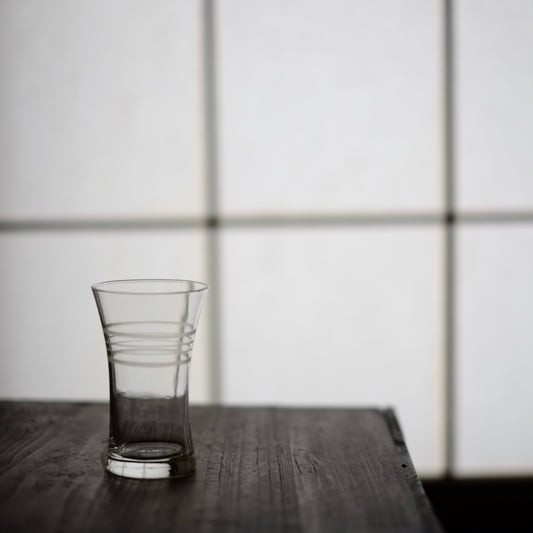 時代 サンドブラスト 横縞文型吹きガラス グラス