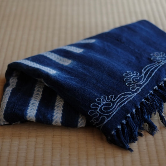 時代 アフリカ ブルキナファソ 絞り藍染 大布 5幅 (20世紀)