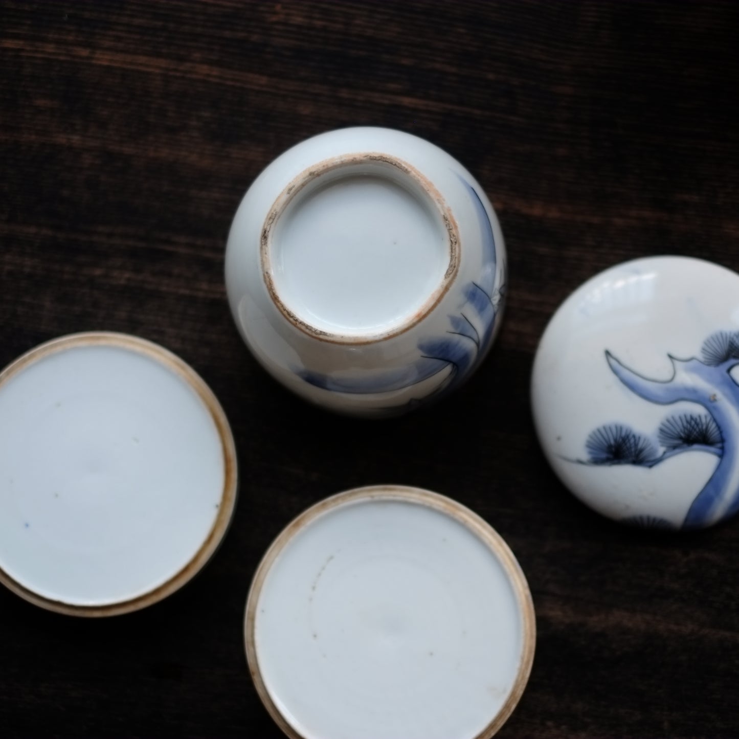 時代　松笹文　蓋付三段重箱 (明治末–昭和中期19世紀末-20世紀)