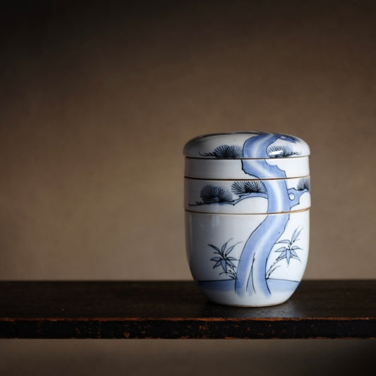 時代　松笹文　蓋付三段重箱 (明治末–昭和中期19世紀末-20世紀)
