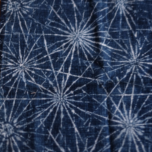 時代 藍型染 蜘蛛巣図木綿 古布 (明治期頃)