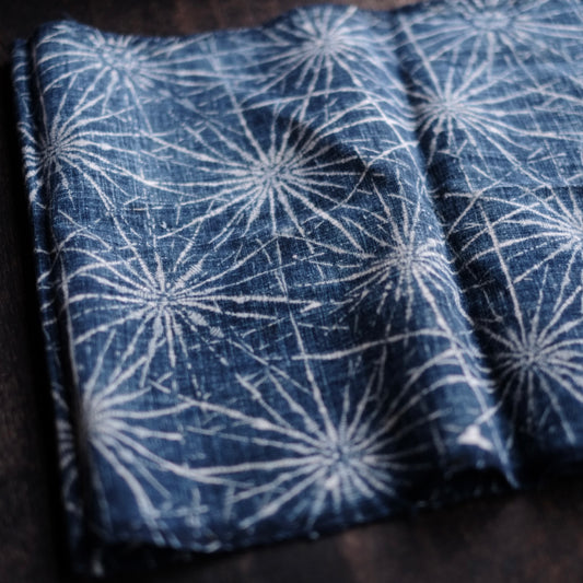 時代 藍型染 蜘蛛巣図木綿 古布 (明治期頃)