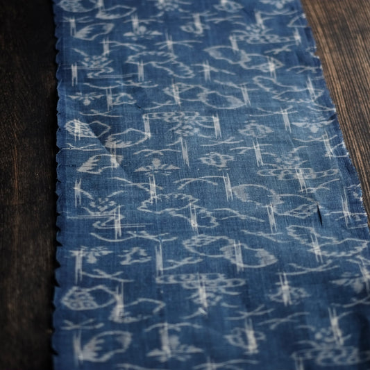 時代 藍染 絵絣 苧麻上布 古布 (明治-大正時代)