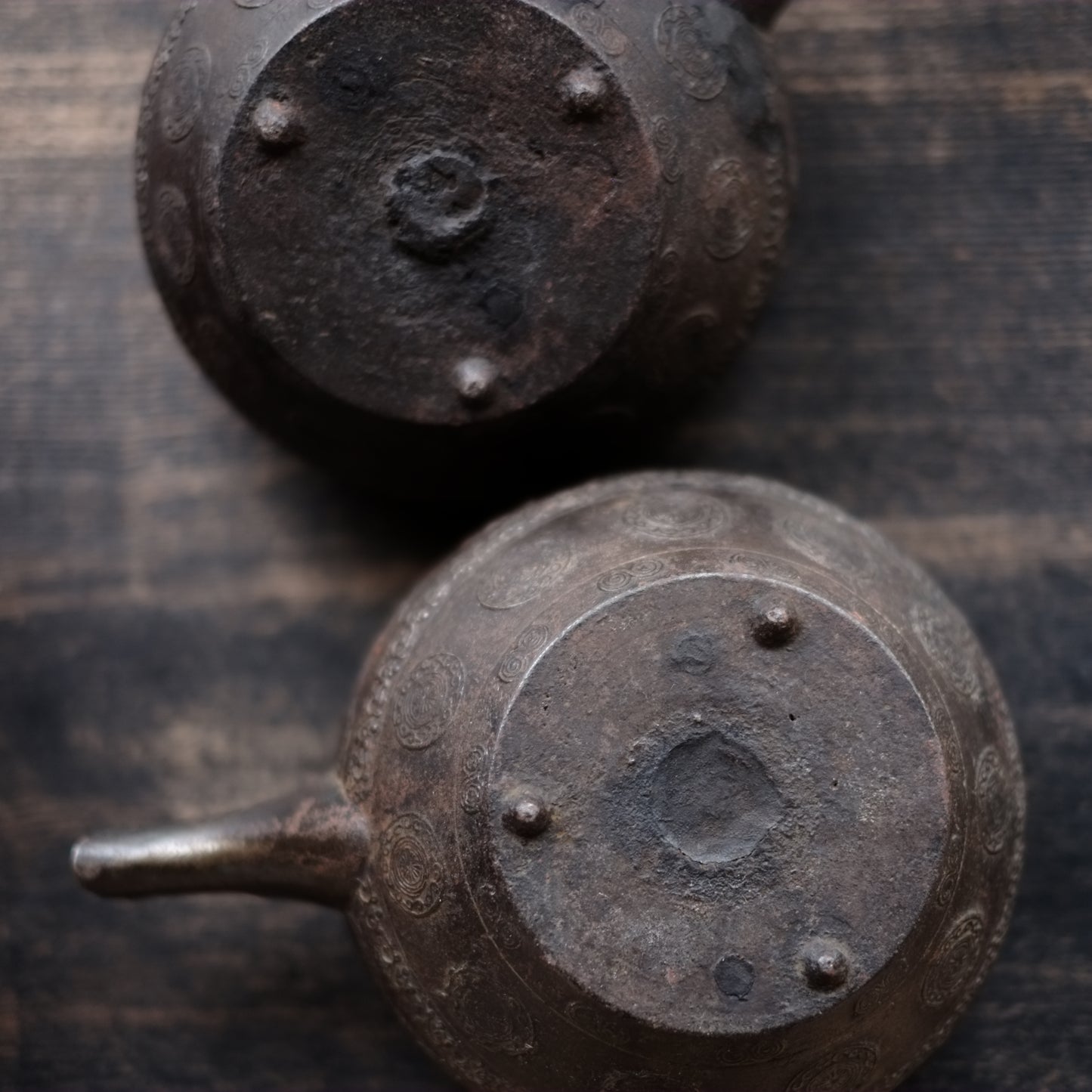 時代　研出蒔絵蓋　鉄銚子　対　燗鍋　時代箱付 (江戸時代)