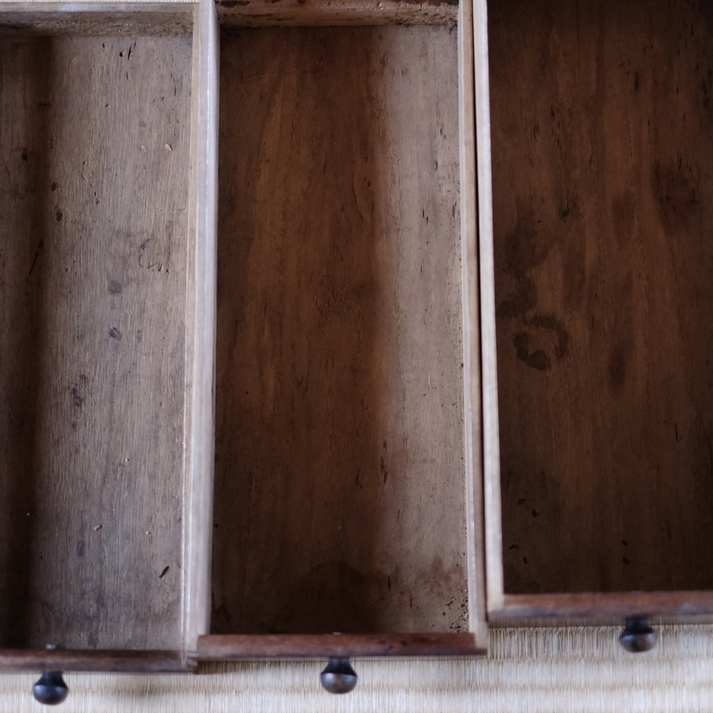 時代　蓋付　杢目江戸長火鉢　一式　（大正〜昭和初期頃）