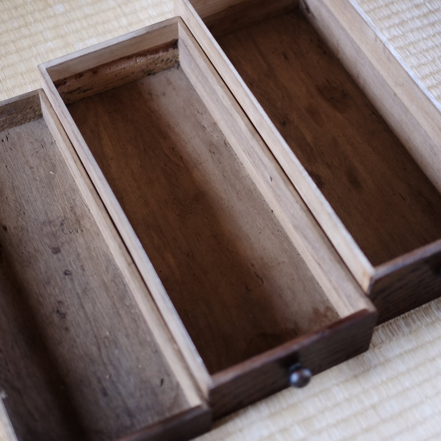 時代　蓋付　杢目江戸長火鉢　一式　（大正〜昭和初期頃）