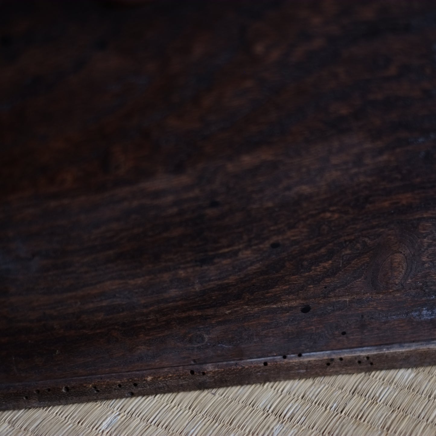 時代　蓋付　杢目江戸長火鉢　一式　（大正〜昭和初期頃）