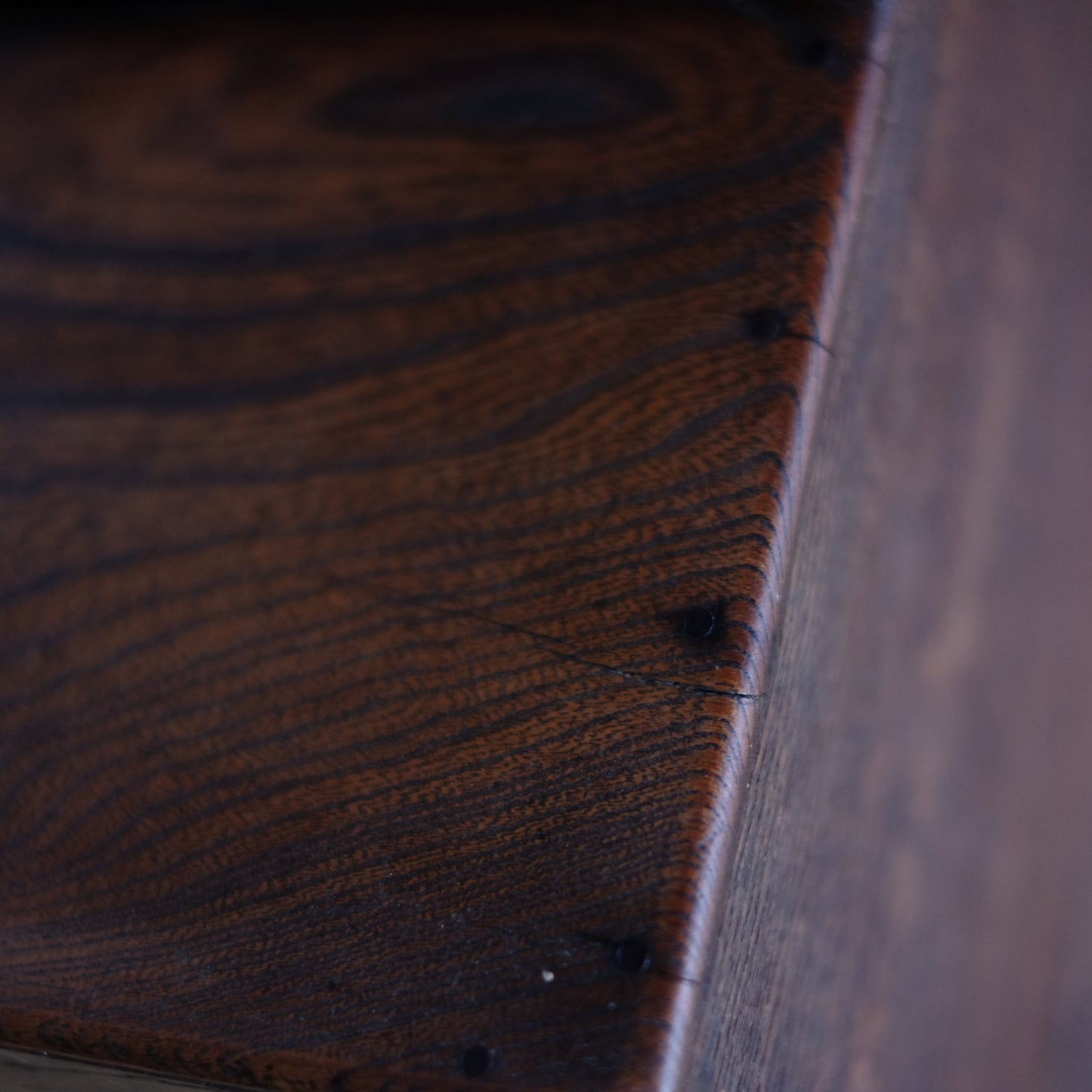 時代　蓋付　杢目江戸長火鉢　一式　（大正〜昭和初期頃）