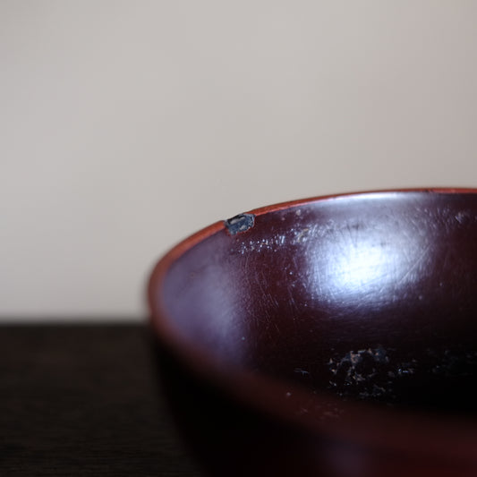 時代　侘玉縁断紋朱椀　(江戸時代)