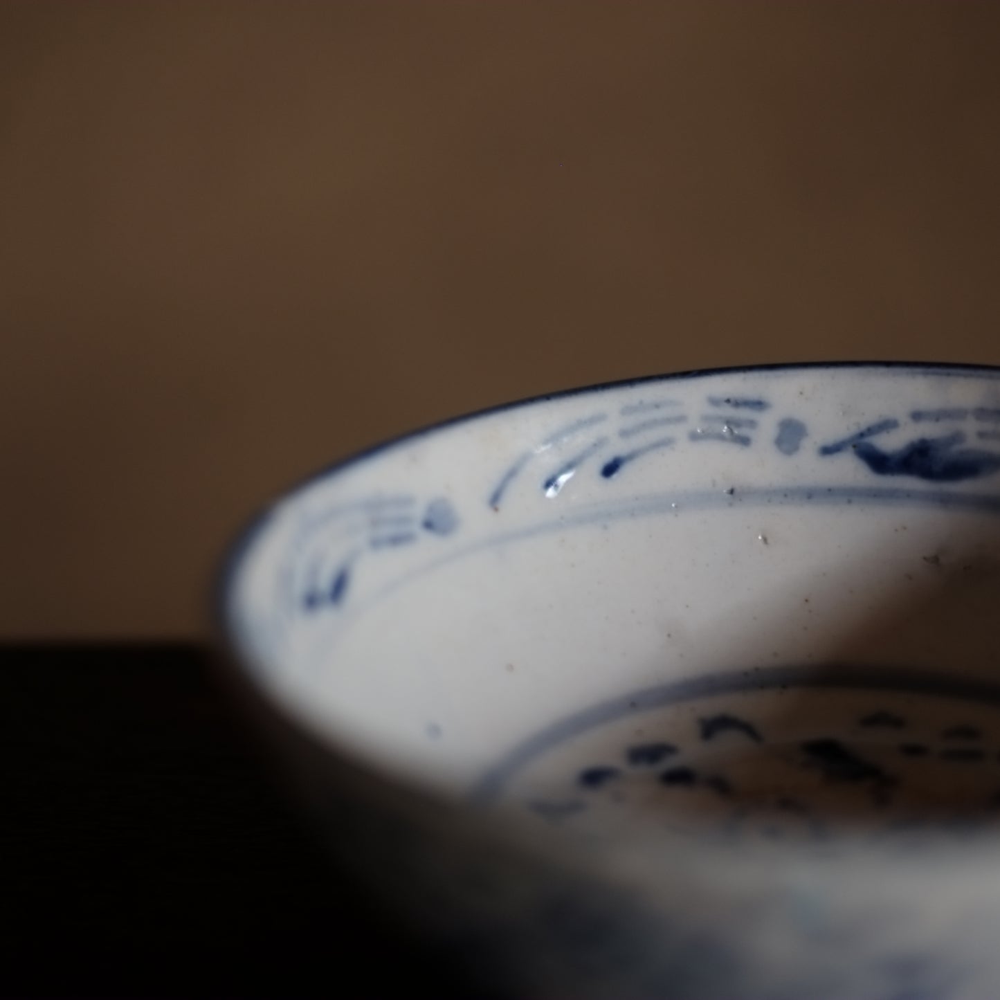 時代　四弁花型紙摺印判染付　鉢　茶碗 (明治時代)