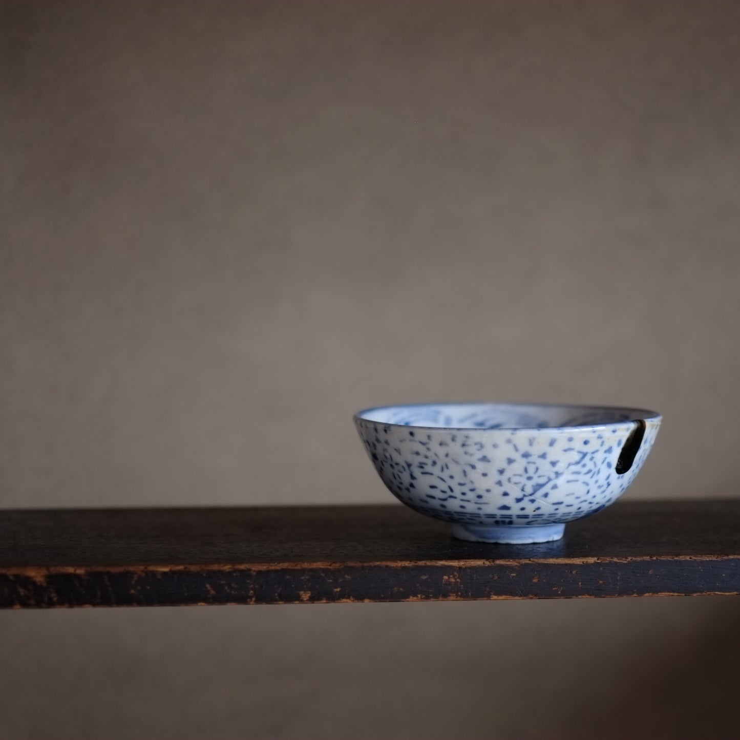 時代　四弁花型紙摺印判染付　鉢　茶碗 (明治時代)