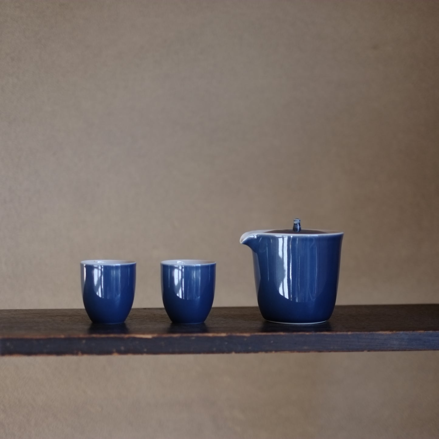 時代　瑠璃釉宝瓶　茶杯　茶器セット (昭和期)