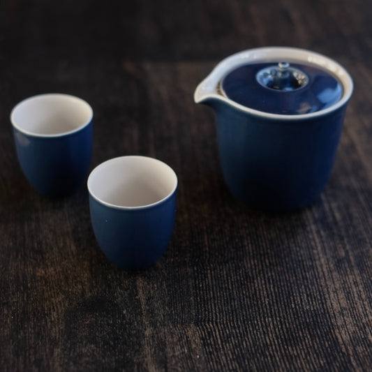 時代 瑠璃釉宝瓶 茶杯 茶器セット (昭和期)