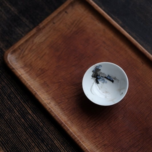 時代　虎杢長方盆　木地盆