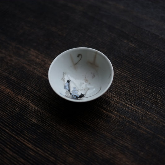 時代　葡萄図色絵金蘭手　白磁盃