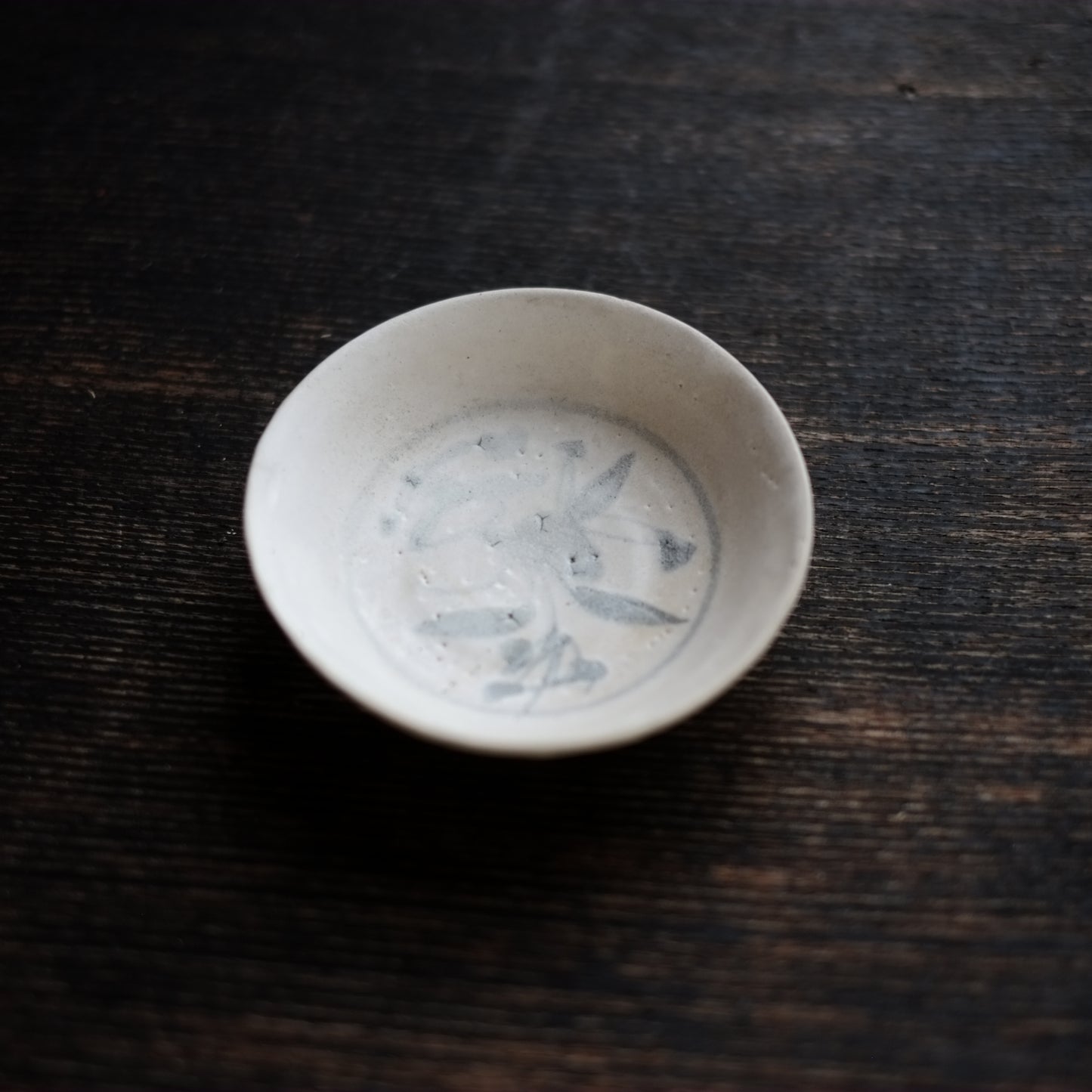 時代　鳥花文青花　小皿　(明時代中期-末期)