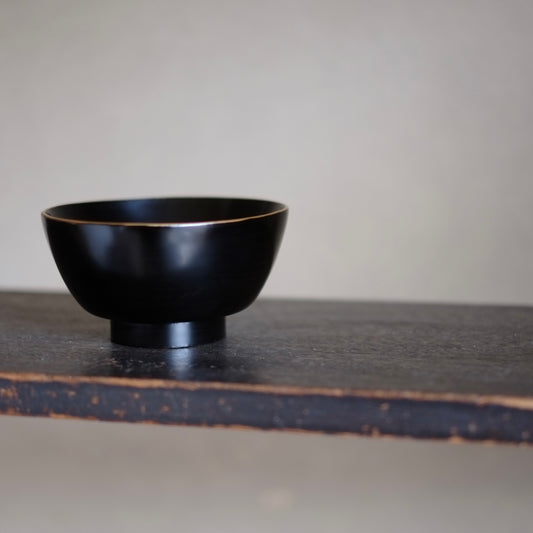 デッドストック保管品 縁金黒漆塗椀 (江戸後期)