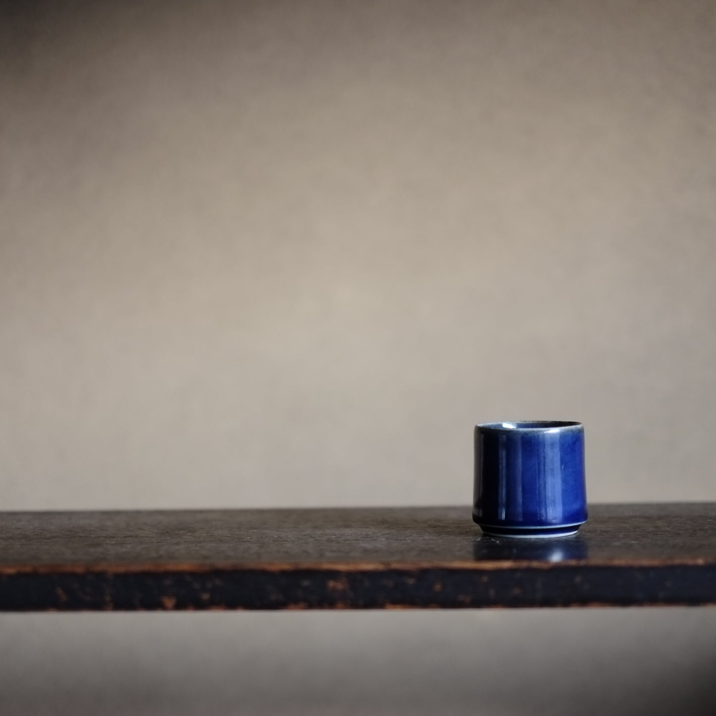 古伊万里総瑠璃釉　覗き猪口　筒杯　 江戸時代　(18-19世紀)