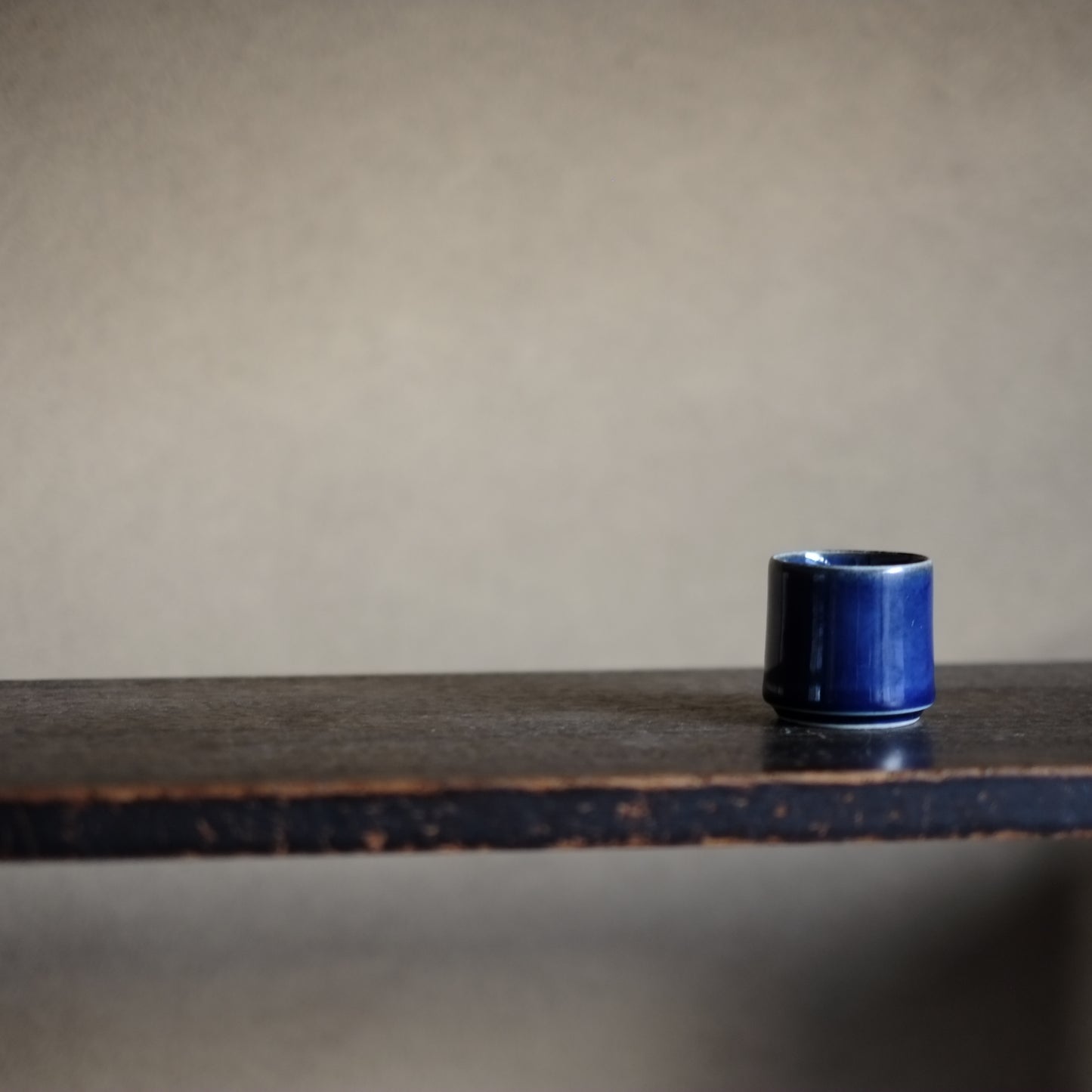 古伊万里総瑠璃釉　覗き猪口　筒杯　 江戸時代　(18-19世紀)