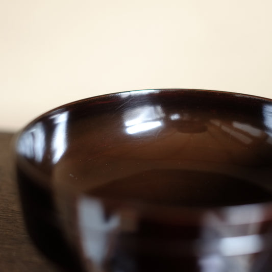 時代 黒漆真塗面取平椀(江戸時代)