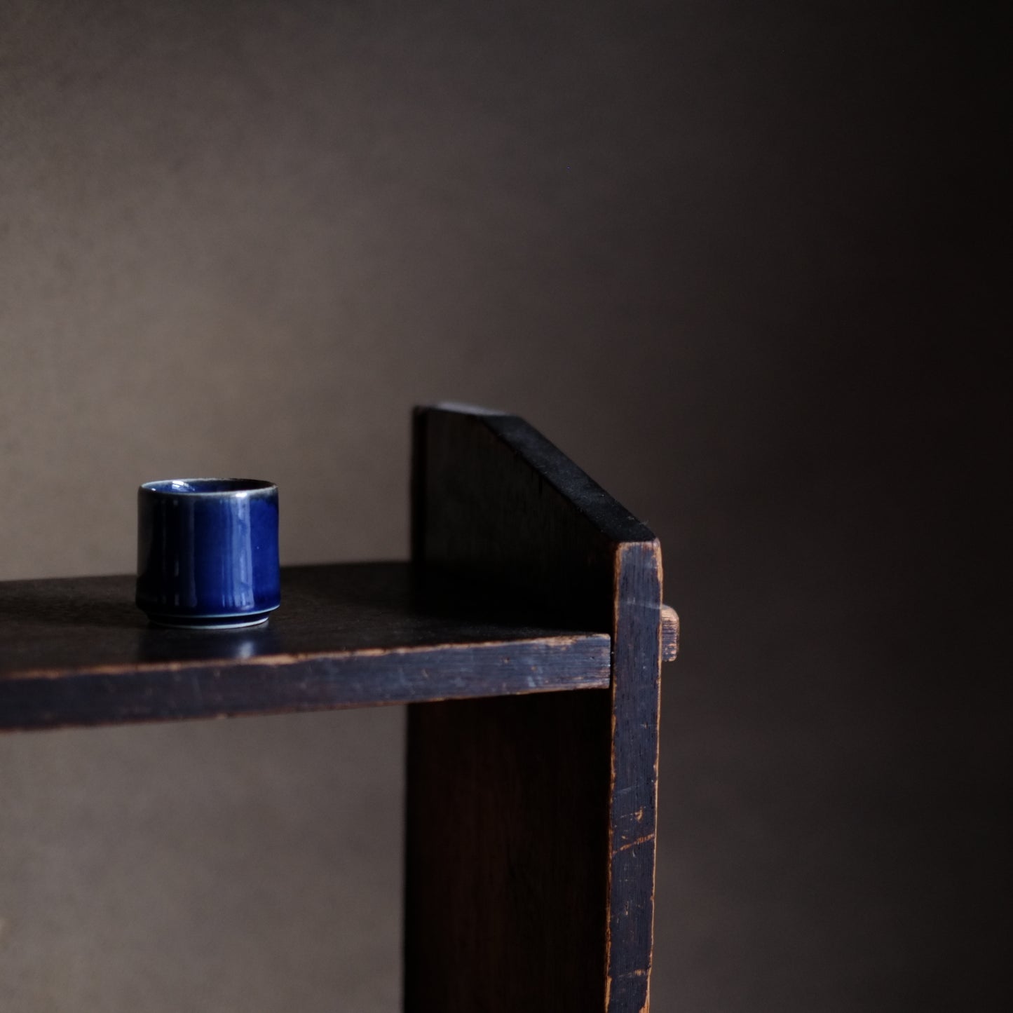 古伊万里総瑠璃釉　覗き猪口　筒杯　 江戸時代　(18-19世紀)