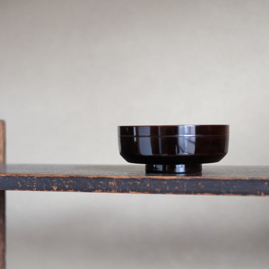 時代 黒漆真塗面取平椀(江戸時代)