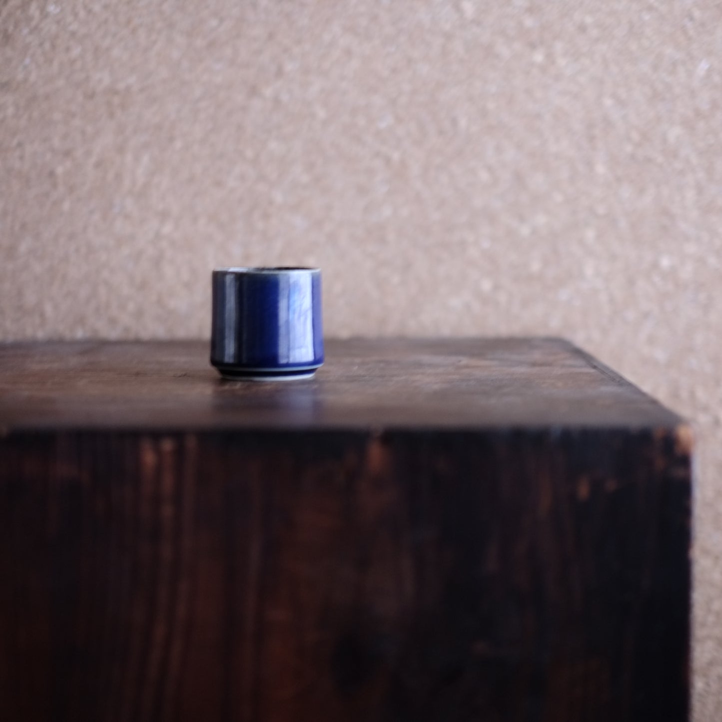 古伊万里総瑠璃釉　覗き猪口　筒杯　 江戸時代　(18-19世紀)