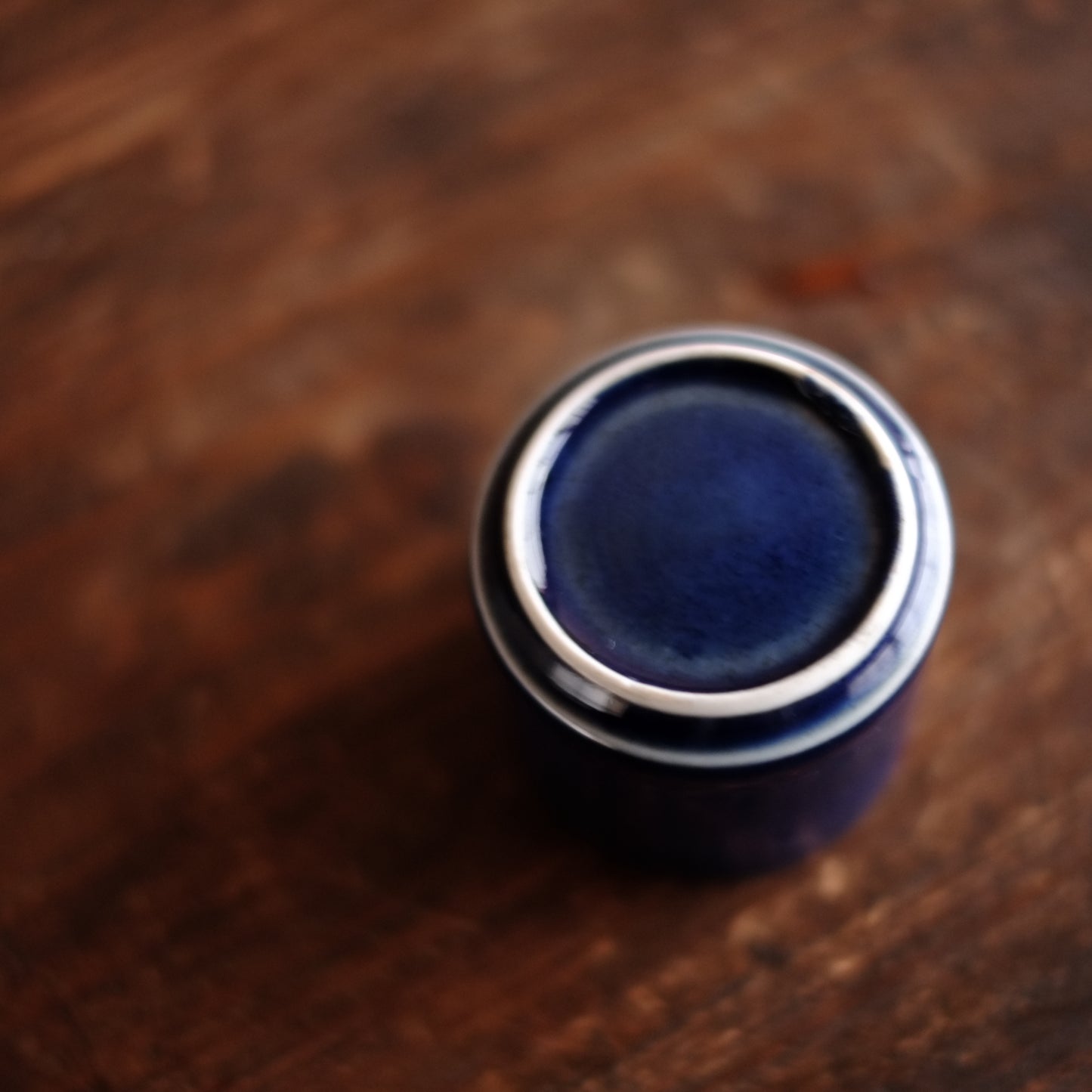 古伊万里総瑠璃釉　覗き猪口　筒杯　 江戸時代　(18-19世紀)