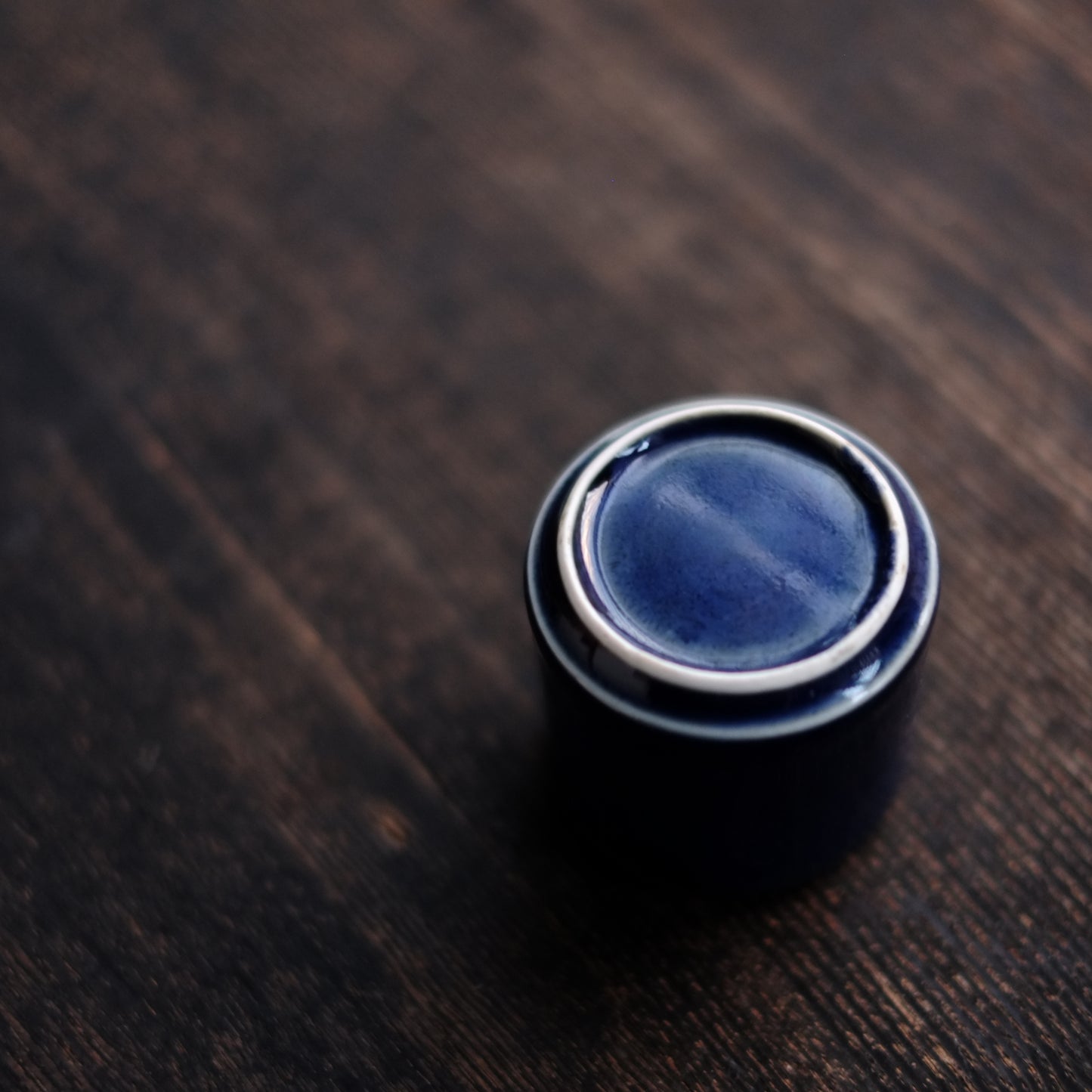 古伊万里総瑠璃釉　覗き猪口　筒杯　 江戸時代　(18-19世紀)