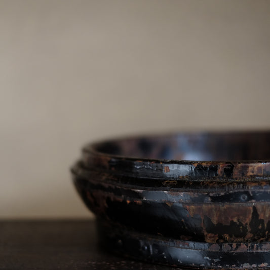 時代 黒漆 丸盆 桶