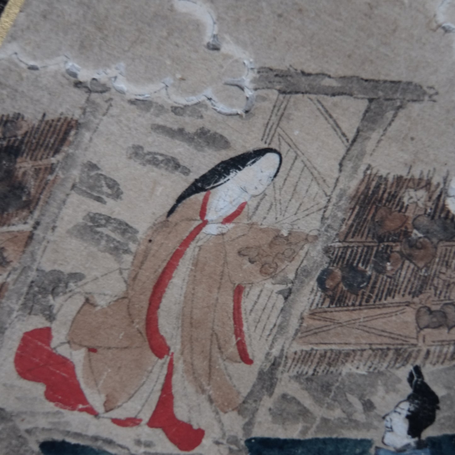 肉筆彩色画　源氏物語絵色紙帖「夕顔」