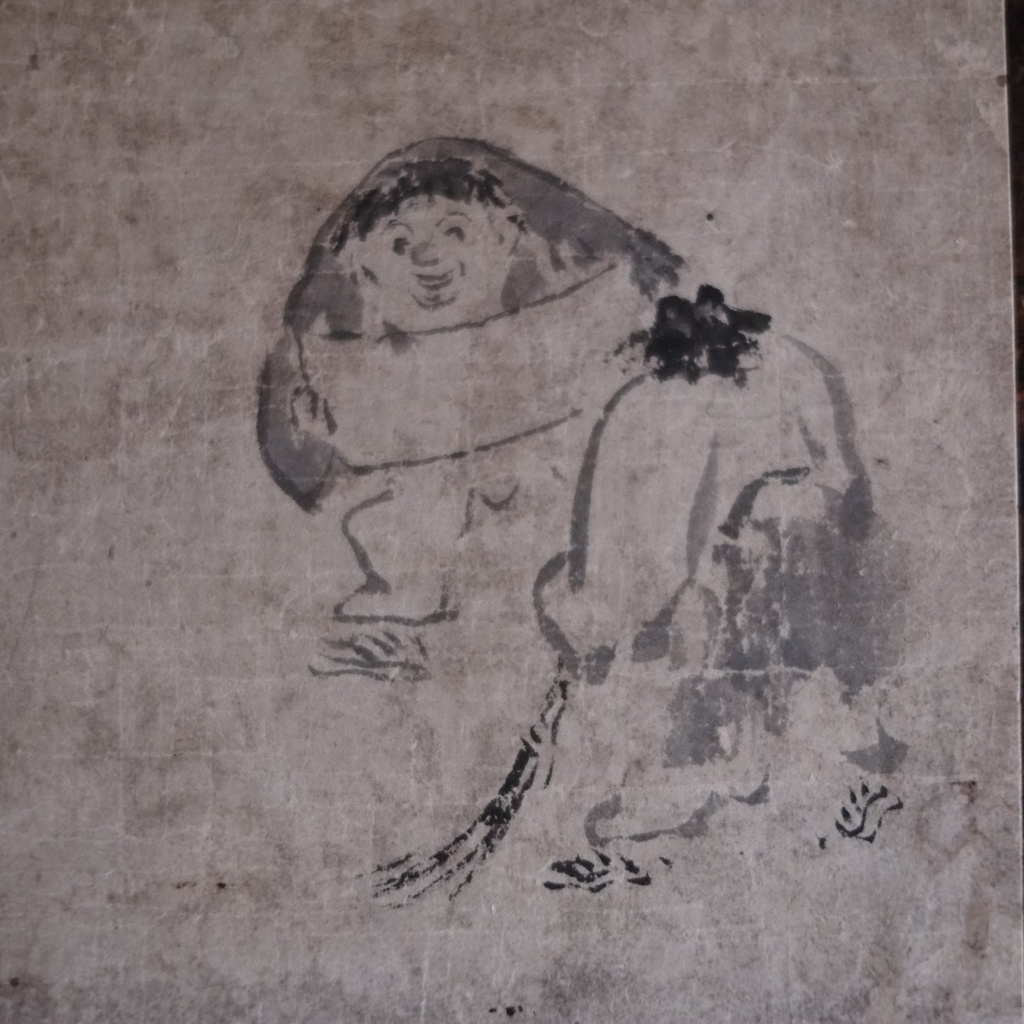 時代　紙本肉筆　寒山拾得図