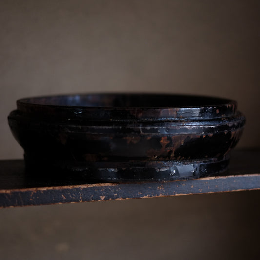 時代 黒漆 丸盆 桶