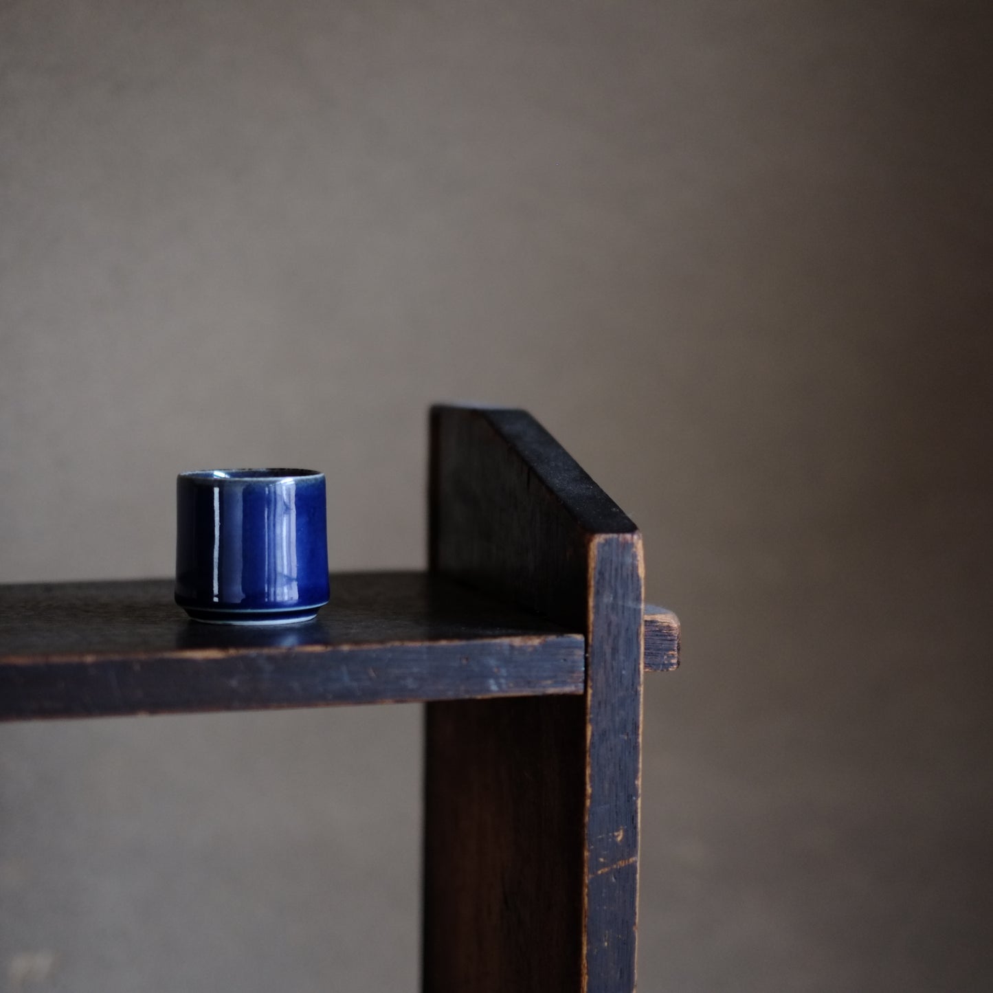 古伊万里総瑠璃釉　覗き猪口　筒杯　 江戸時代　(18-19世紀)