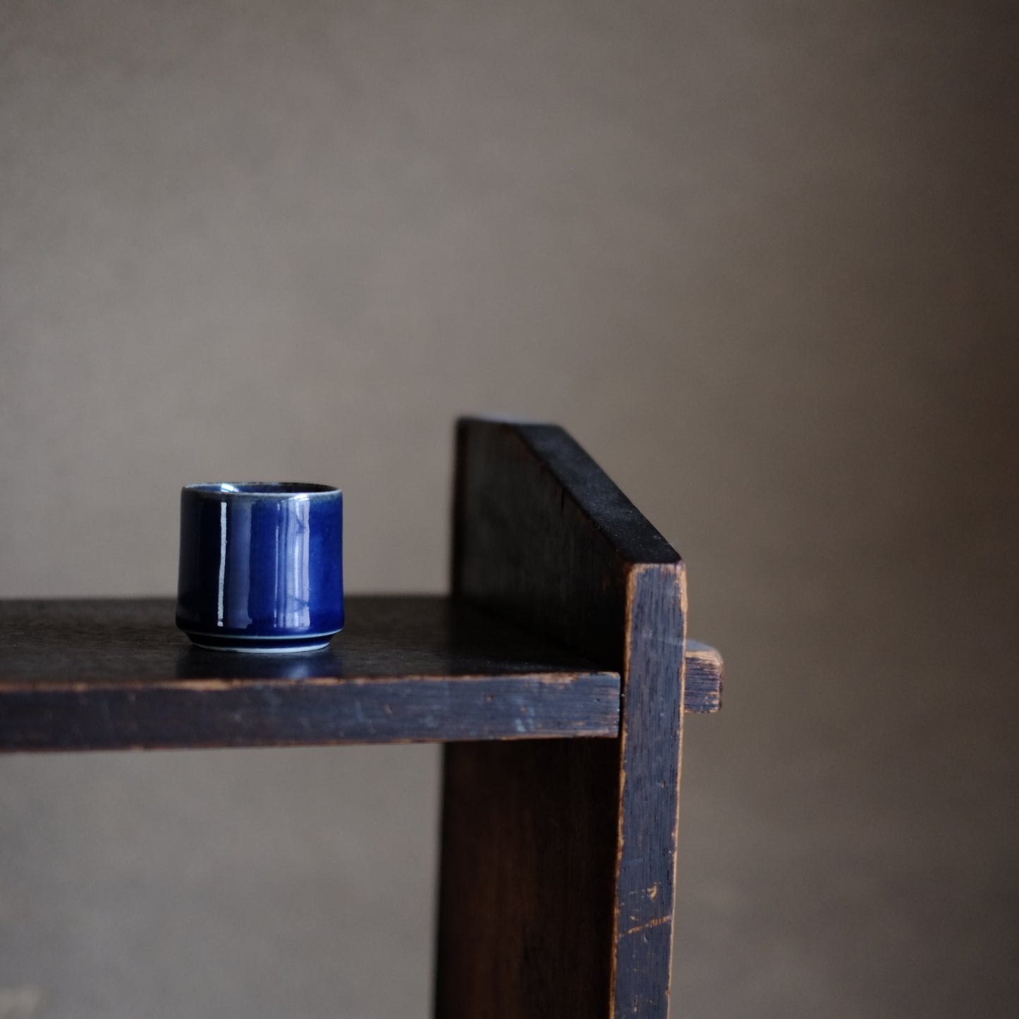 古伊万里総瑠璃釉　覗き猪口　筒杯　 江戸時代　(18-19世紀)