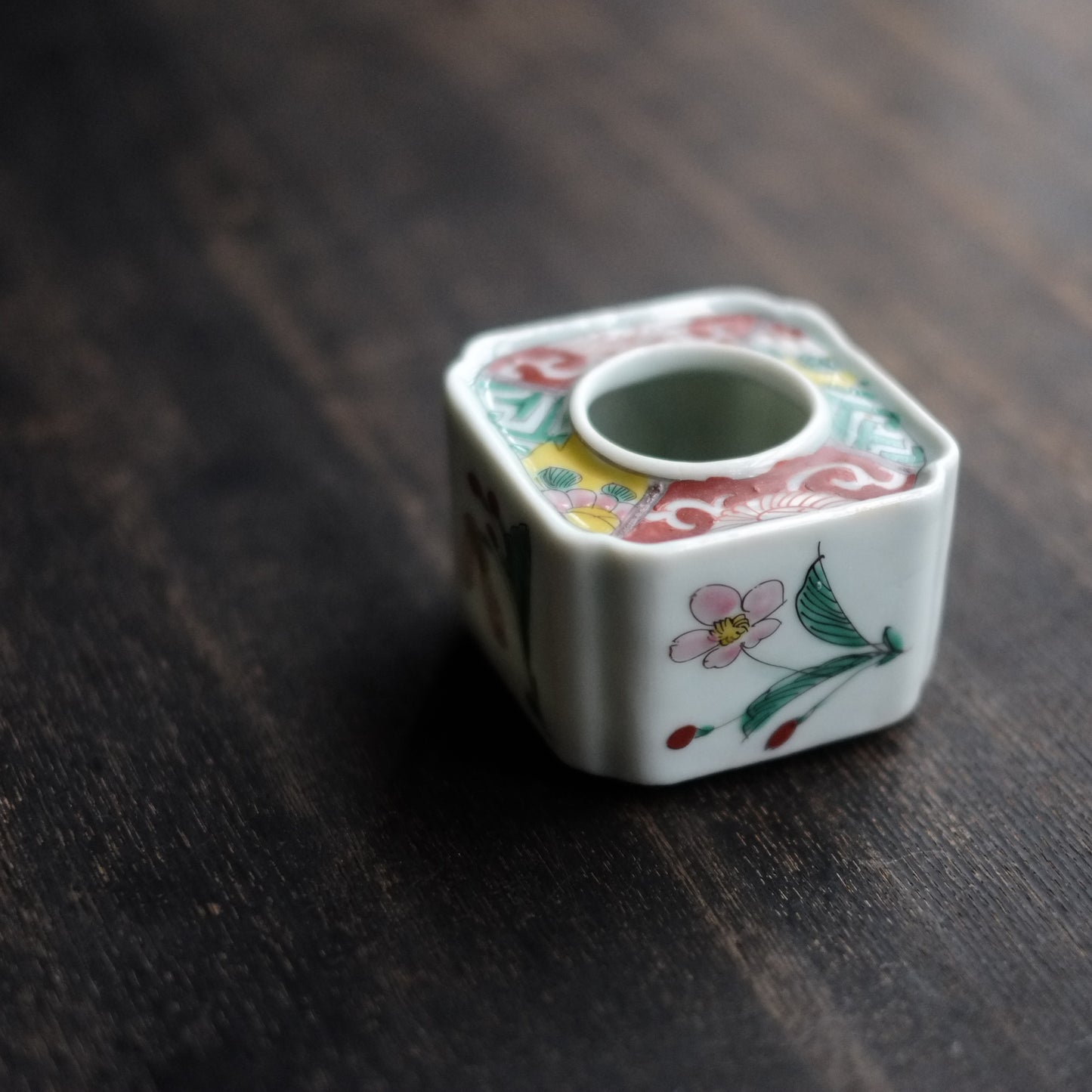 時代　色絵桜文盃台　