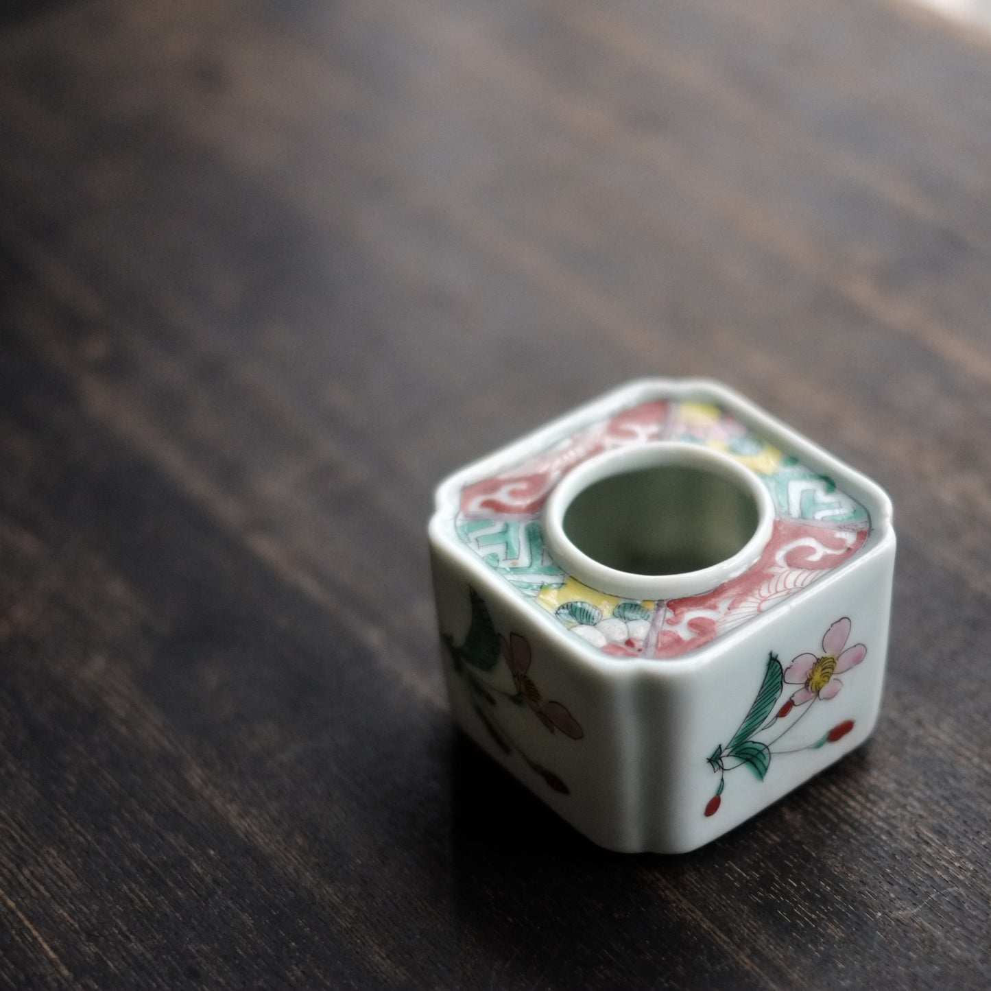 時代　色絵桜文盃台　
