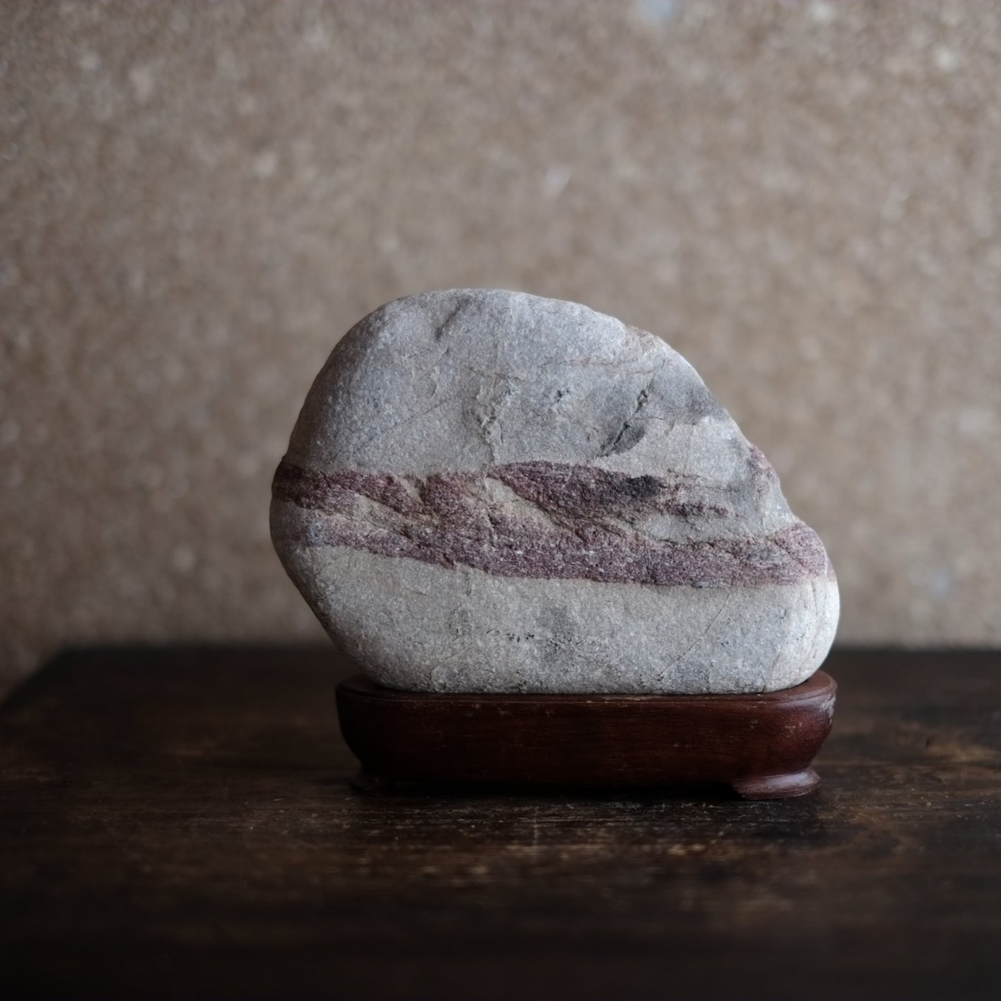 仁淀川　絵画石　水石(台座付）